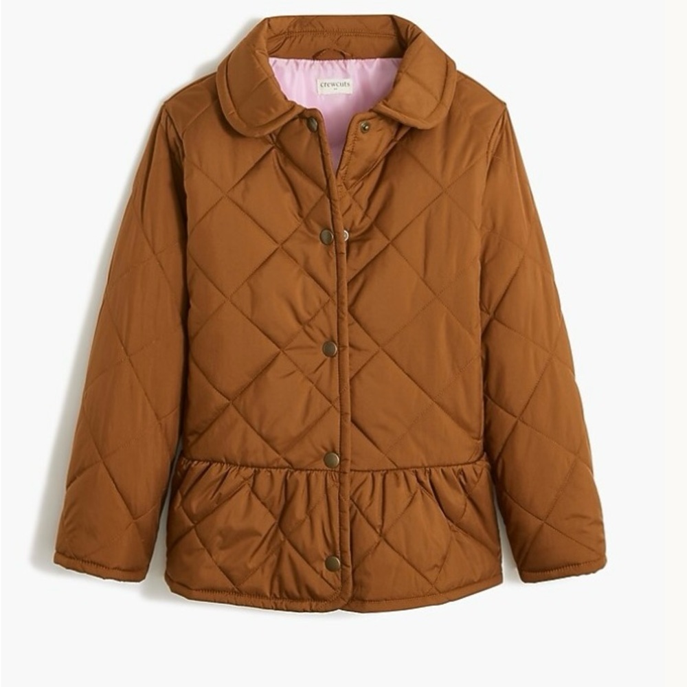 Crewcuts Girls' Quilted Peplum Jacket - Brown NWT